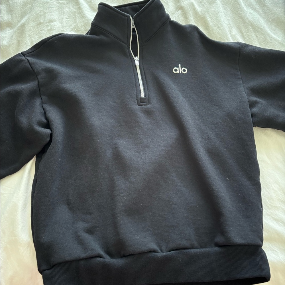 Alo woman Black Quarter-Zip Pullover Sweater